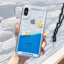 Load image into Gallery viewer, Cartoon Phone Case For iPhone 11 Pro Max X XR XS MAX 3D Swimming Duck Dynamic Liquid Quicksand For iPhone se2020 7 8 Plus Cover