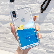 Load image into Gallery viewer, Cartoon Phone Case For iPhone 11 Pro Max X XR XS MAX 3D Swimming Duck Dynamic Liquid Quicksand For iPhone se2020 7 8 Plus Cover