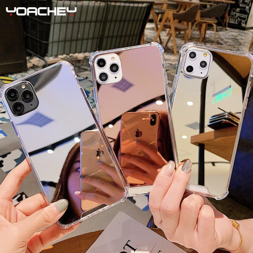 Luxury Clear Makeup Mirror Phone Case For iphone 11 Pro XS MAX XR X Soft Silicone Cover For iphone 7 8 6S 6 Plus Shockproof Case