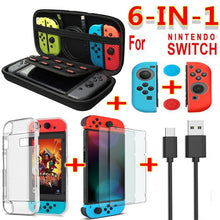 Load image into Gallery viewer, 6 in 1 game accessory set Black red blue For Nintend Switch Travel Carrying Bag Screen Protector Case Charging Cable