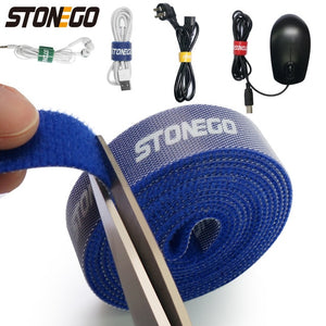 STONEGO USB Cable Winder Cable Organizer Ties Mouse Wire Earphone Holder HDMI Cord Free Cut Management Phone Hoop Tape Protector